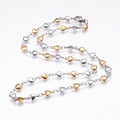 Ion Plating(IP) 304 Stainless Steel Chain Necklaces STAS-P164-11GP-1