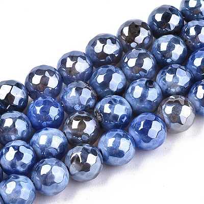 Electroplate Natural Agate Beads Strands LS-G-T131-54G-1