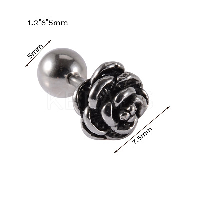304 Stainless Steel Rose Flower Cartilage Earrings WG137BA-10-1