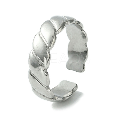 Non-Tarnish 304 Stainless Steel Grooved Open Cuff Ring LS-RJEW-L110-027P-1