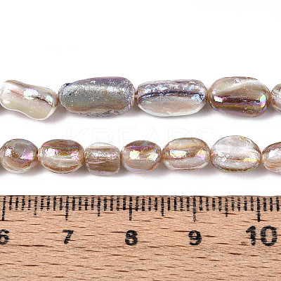 Electroplated Natural Freshwater Shell Beads Strands X-SHEL-T020-33-1