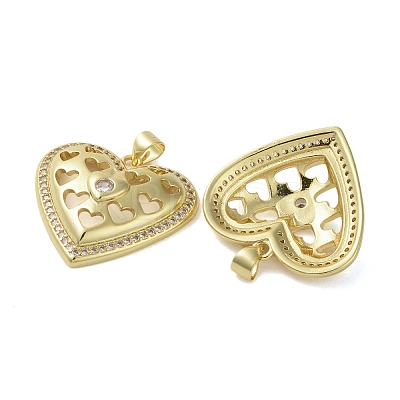 Brass Micro Pave Clear Cubic Zirconia Pendants KK-H466-08G-02-1