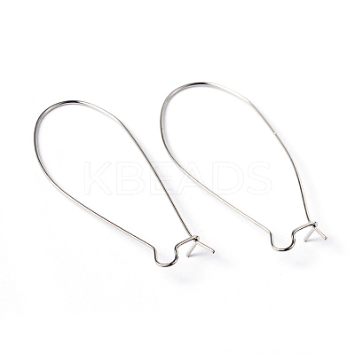 Platinum Color Brass U-Shaped Hoop Earrings Findings Kidney Ear Wires X-EC221-4NF-1