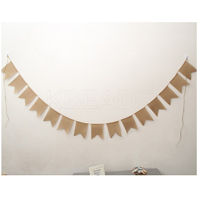 Birthday Party Jute Burlap Flags Banner AJEW-WH0023-09-1