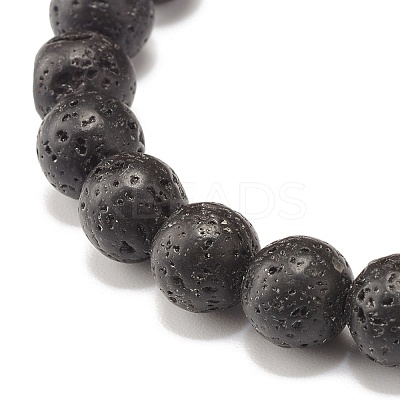 Natural Lava Rock Round Beads Stretch Bracelet BJEW-JB07477-1
