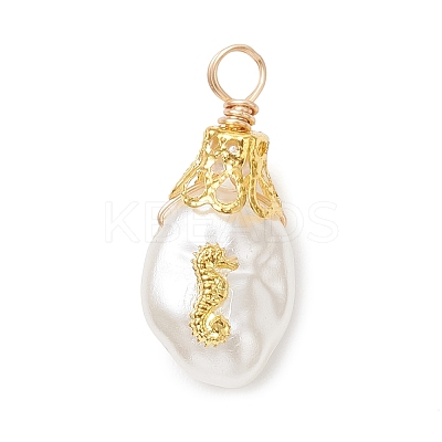 Marine Organism Theme Alloy ABS Plastic Imitation Pearl Pendants PALLOY-JF04789-1