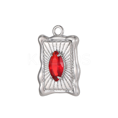 Rectangle Charms 304 Stainless Steel Cubic Zirconia Pendants STAS-OY004-20P-1