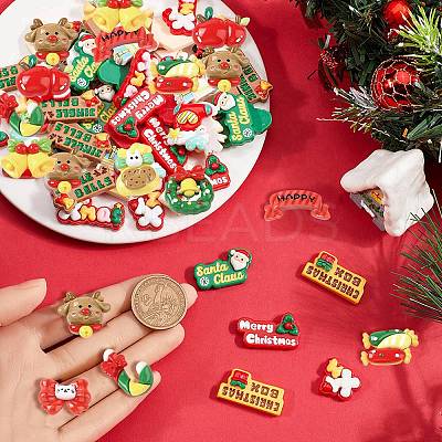 60cs 2 Styles Christmas Opaque Resin Decoden Cabochons RESI-SP0001-02A-1
