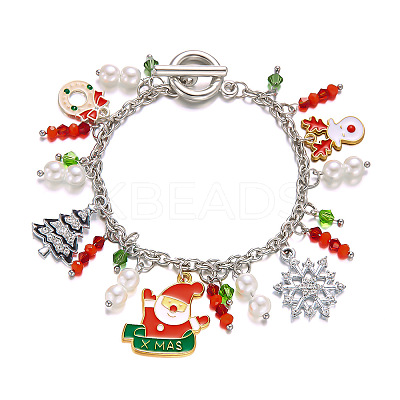 Christmas Alloy Enamel Charm Bracelets PO3722-2-1