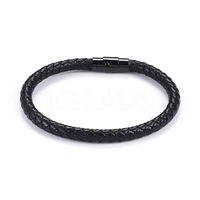 Man's Braided Leather Cord Bracelets X-BJEW-JB04255-01-1
