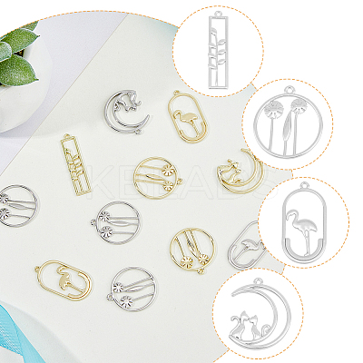 48Pcs 8 Style Rack Plating Alloy Pendants FIND-FH0006-18-1