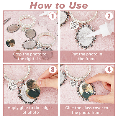 2Pcs 2 Style Blank Glass Oval Wedding Bouquet Picture Frame BJEW-AB00004-1