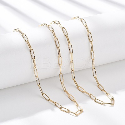 3.5MM 304 Stainless Steel Paperclip Chain Necklaces NJEW-T016-07G-1