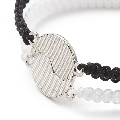Enamel Yin Yang Matching Couple Braided Bead Bracelets Set BJEW-JB08557-1