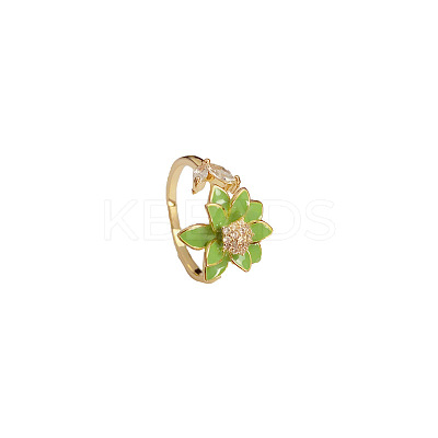Fashionable Brass Micro Pave Cubic Zirconia with Enamel Cuff Rings FS-WGFDA76-01-1