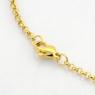 Unisex Casual Style 304 Stainless Steel Cross Rolo Chain Necklaces STAS-O037-13G-1