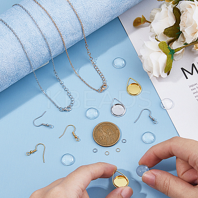DIY Blank Dome Brass & Iron Earring & Necklace Making Kits DIY-HS0001-05A-1
