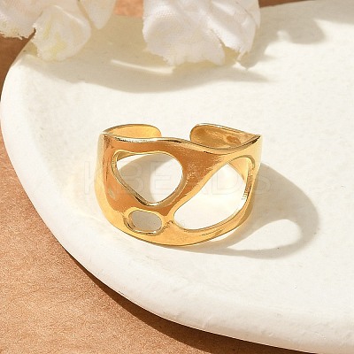 304 Stainless Steel Open Cuff Rings for Unisex RJEW-Q003-03G-1
