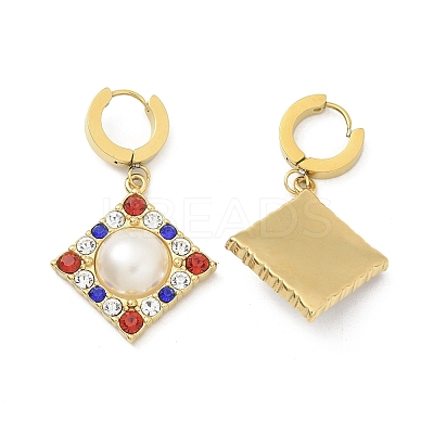 Ion Plating(IP) 304 Stainless Steel Rhombus Hoop Earrings EJEW-A119-11G-1