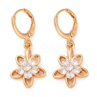 Brass Micro Pave Clear Cubic Zirconia Leverback Earrings EJEW-K300-53G-1