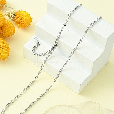 304 Stainless Steel Singapore Chain Necklace for Men Women NJEW-YW0001-11-1