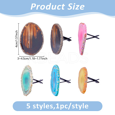 5Pcs Natural Agate Car Air Vent Clips HJEW-DC00112-1