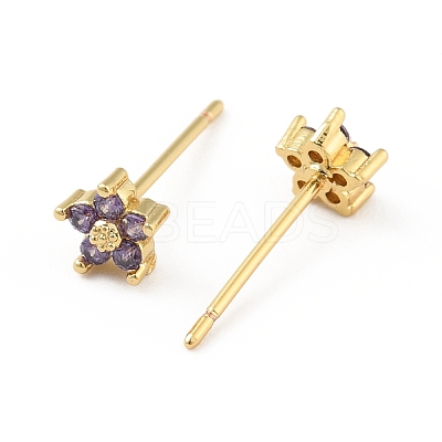 Cubic Zirconia Flower Stud Earrings EJEW-C035-15G-03-1