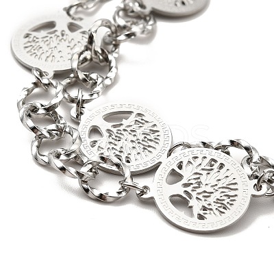 Tarnish Resistant 304 Stainless Steel Curb Chains Double Layer Multi-strand Bracelet BJEW-C025-10P-1