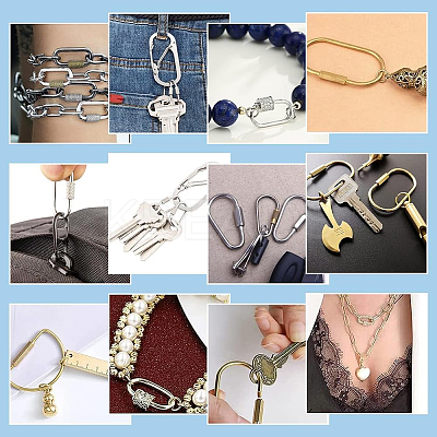6Pcs 3 Colors 304 Stainless Steel Screw Carabiner Lock Charms STAS-UN0053-35-1