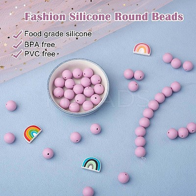 100Pcs Silicone Beads Round Rubber Bead 15MM Loose Spacer Beads for DIY Supplies Jewelry Keychain Making JX462A-1