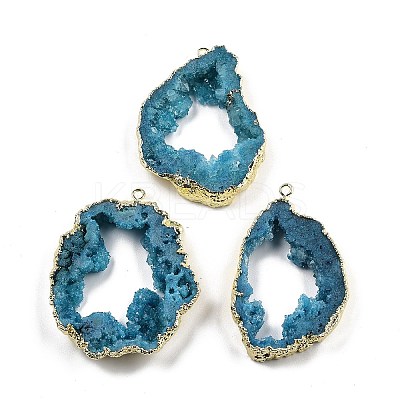 Dyed Nuggets Natural Druzy Geode Agate Big Pendants G-M287-10-1