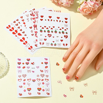 7 Sheets 7 Styles Valentine's Day Theme Paper Nail Art Sticker DIY-CJ0002-86-1