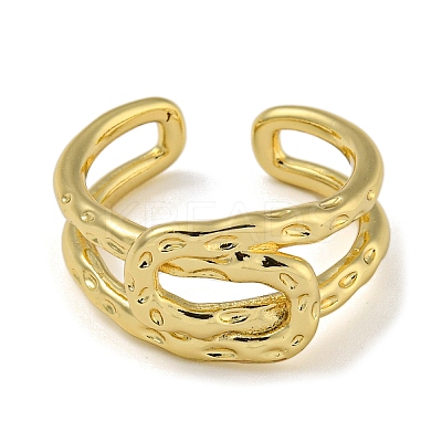 Oval Knot Brass Open Cuff Rings for Women RJEW-Z050-03G-1