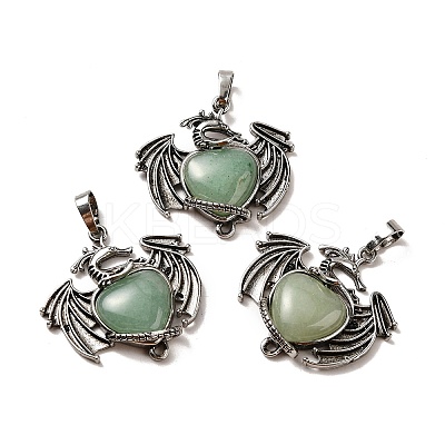 Natural Green Aventurine Heart Pendants KK-K331-01AS-09-1