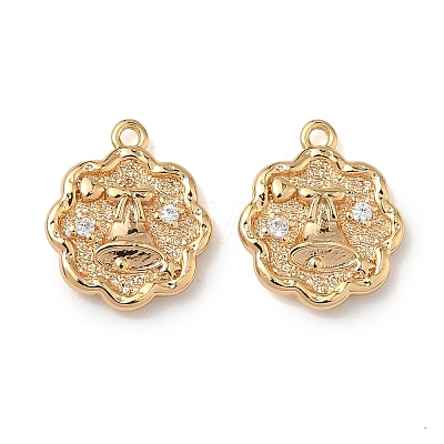 Christmas Brass Micro Pave Clear Cubic Zirconia Pendants KK-A280-03C-G-1