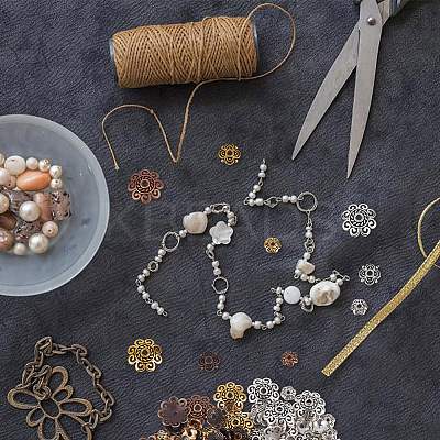 450Pcs 9 Styles  Tibetan Style Alloy Flower Bead Caps TIBE-GO0001-01-1
