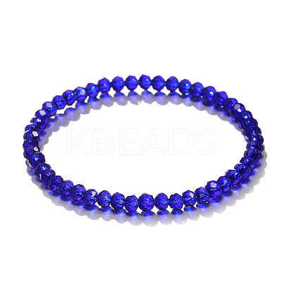 4mm Prism Faceted Rondelle Glass Beaded Stretch Bracelets for Women LS-EH2213-8-1