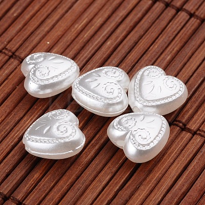 Heart Imitation Pearl Acrylic Beads OACR-L004-2239-1