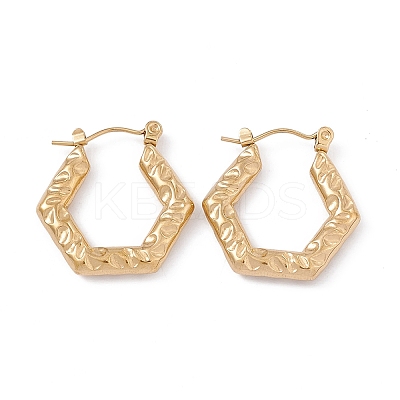 304 Stainless Steel Hexagon Hoop Earrings for Women Ion Plating(IP) EJEW-B018-09G-1