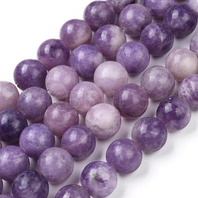 Natural Lepidolite/Purple Mica Stone Beads Strands G-K415-8mm-1