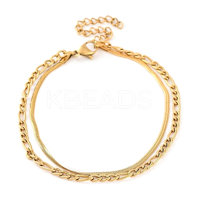 304 Stainless Steel Multi-Strand Chain Bracelets BJEW-G711-03B-G-1