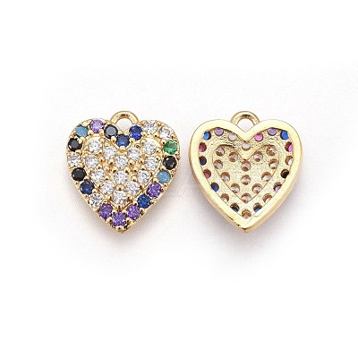 Brass Micro Pave Cubic Zirconia Pendants KK-I648-08B-1