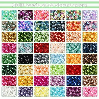 2 Sets 2 Styles DIY Round ABS Plastic Imitation Pearl and Glass Pearl Beads Bracelets Making Kits DIY-YW0012-65-1