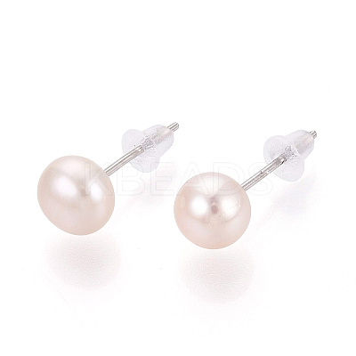 Natural Pearl Stud Earrings PEAR-N020-06C-01-1