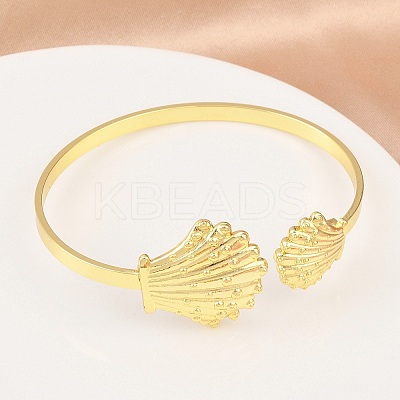 Marine Organism Brass Cuff Bangles for Women BJEW-D368-03H-G-1
