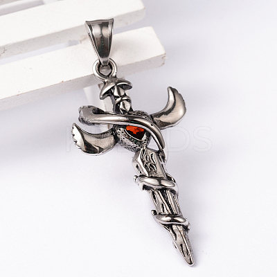 304 Stainless Steel Big Pendants with Rhinestone STAS-K027-01-1