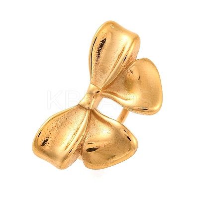 Ion Plating(IP) 304 Stainless Steel Bowknot Finger Rings for Women RJEW-S414-46B-G-1