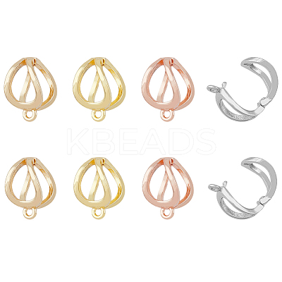 16Pcs 8 Style Rack Plating Brass Clip-on Earring Findings KK-FH0005-37-1