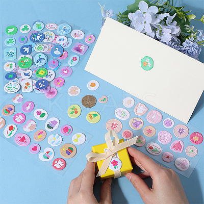 6 Sheets 6 Styles PVC Adhesive Wax Seal Stickers Set STIC-CP0001-15-1