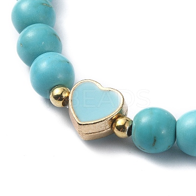 Natural & Synthetic Gemstone Round Beaded Stretch Bracelets BJEW-JB09881-1